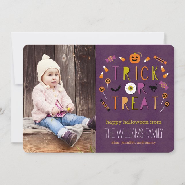 Trick Or Treat Halloween Photo Card (Front)