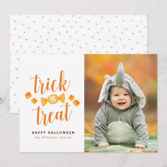 Trick or Treat Halloween Photo Cards (Front/Back)