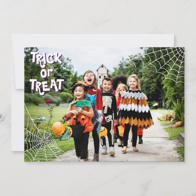 Trick Or Treat Halloween Photo Holiday Card (Front)