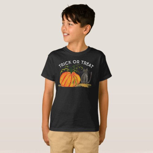 Trick or Treat Halloween Pumpkin Cute Watercolor T_Shirt