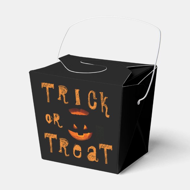 Trick or Treat Halloween Pumpkin Favor Boxes (Front Side)