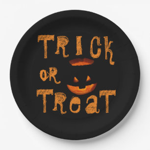 Trick or Treat Halloween Pumpkin Paper Plates