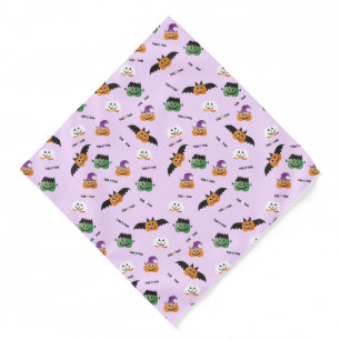 Trick Or Treat Halloween Pumpkin Pattern Purple Bandana
