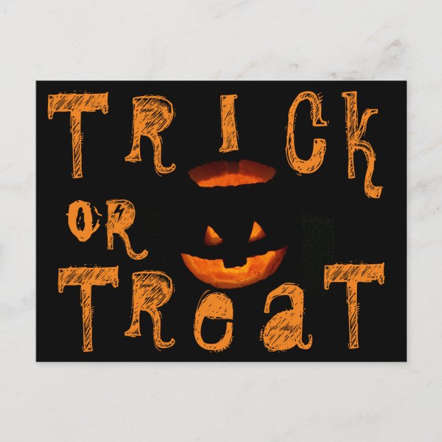 Trick or Treat Halloween Pumpkin Postcard (Front)