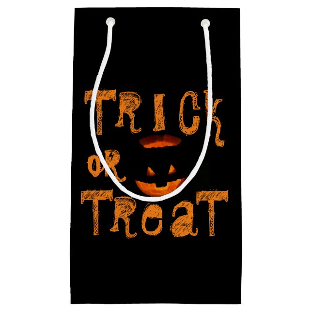 Trick or Treat Halloween Pumpkin Small Gift Bag (Front)