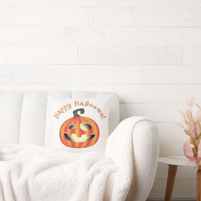 Trick or Treat Halloween Pumpkin Throw Pillow (Couch)