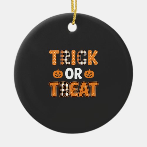 Trick or Treat Halloween Pumpkin Vector Design_1 Ceramic Ornament