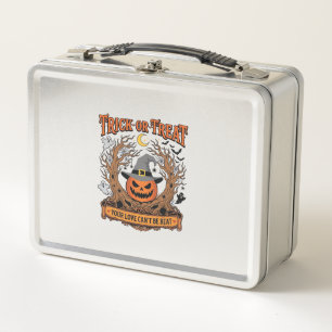 Trick Or Treat Halloween Pumpkin Witch Hat Spooky Metal Lunch Box