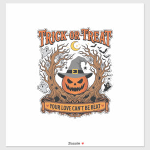 Trick Or Treat Halloween Pumpkin Witch Hat Spooky Sticker