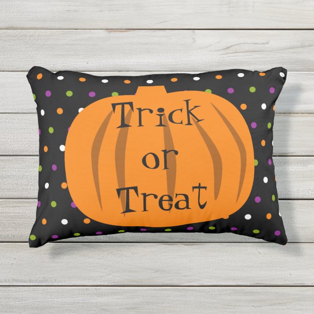 Trick or Treat Halloween Pumpkins Outdoor Pillow (Front)
