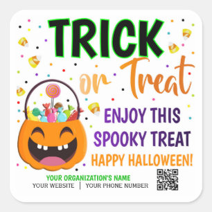 Trick or Treat Halloween QR Code Treat Square Sticker