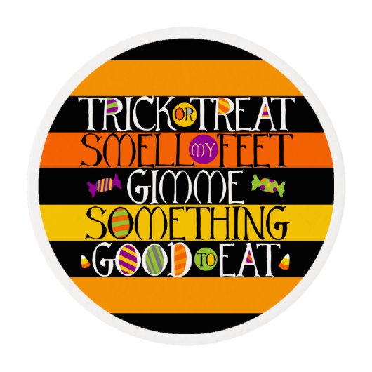 Trick or Treat Halloween Rhyme Edible Frosting Rounds (Front)