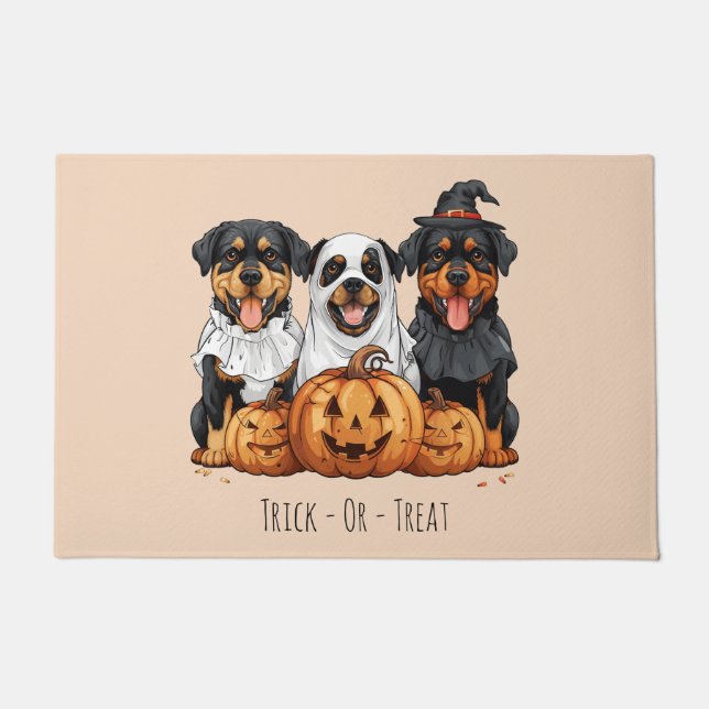 Trick Or Treat Halloween Rottweiler Dogs Doormat (Front)