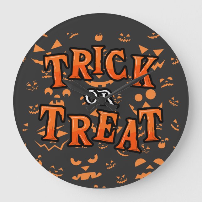 Trick or Treat Halloween Round Wall Clocks (Front)