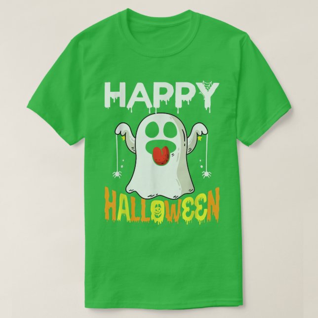 Trick Or Treat Halloween Shirt Ghost Pumpkin Happy (Design Front)