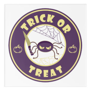 Trick or treat halloween spider Starbucks style Acrylic Print