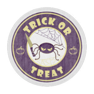Trick or treat halloween spider Starbucks style Cutting Board