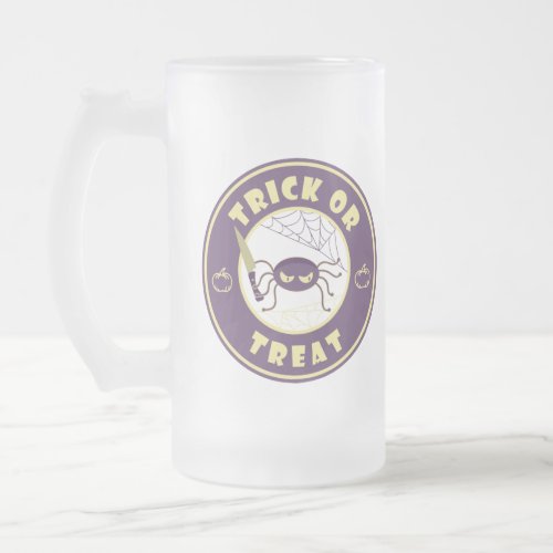 Trick or treat halloween spider Starbucks style  Frosted Glass Beer Mug