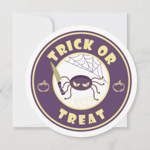 Trick or treat halloween spider Starbucks style Holiday Card