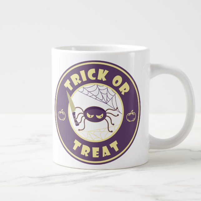 Trick or treat halloween spider Starbucks style  M Giant Coffee Mug (Right)