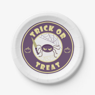 Trick or treat halloween spider Starbucks style Paper Plates
