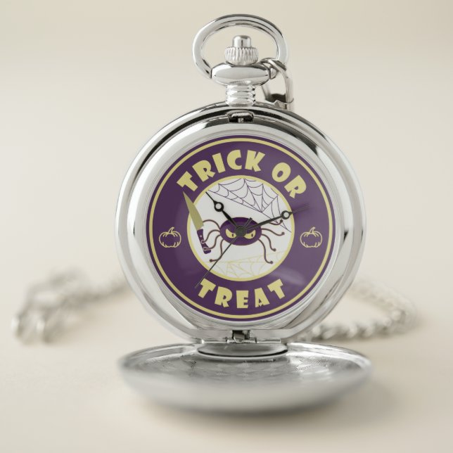 Trick or treat halloween spider Starbucks style Pocket Watch (Inside)