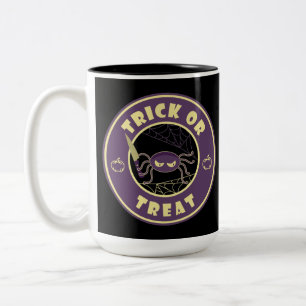 Trick or treat halloween spider Starbucks style Two-Tone Coffee Mug