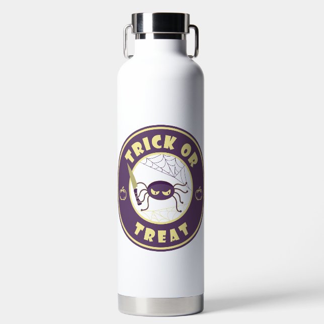 Trick or treat halloween spider Starbucks style Water Bottle (Front)