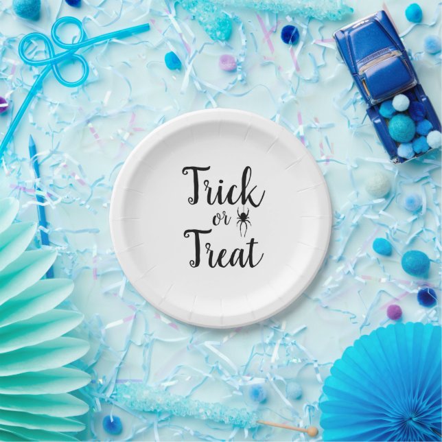 Trick or Treat Halloween Spider Tote Bag Paper Plates (Party)
