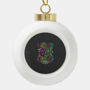 Trick or Treat Halloween Spider Web Design_1 Ceramic Ball Christmas Ornament