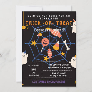 Trick or Treat, Halloween Spiders, Spooky Invitat Invitation