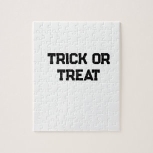 Trick or. Treat Halloween spooky black simple mini Jigsaw Puzzle