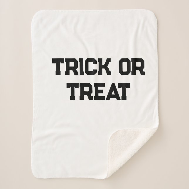Trick or. Treat Halloween spooky black simple mini Sherpa Blanket (Front)