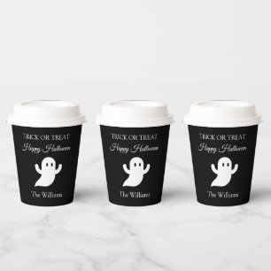 Trick or Treat Halloween Spooky Ghost Cute Black Paper Cups