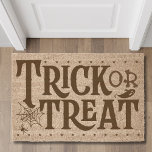 Trick Or Treat Halloween Spooky Ghost Spider Doormat<br><div class="desc">Trick or Trear Halloween Spooky Ghost Spider Typography Coir Doormat features the text "Trick or Treat" in modern typography accented with a ghost,  spider and web. Perfect for Halloween decor. Created by Evco Studio www.zazzle.com/store/evcostudio</div>