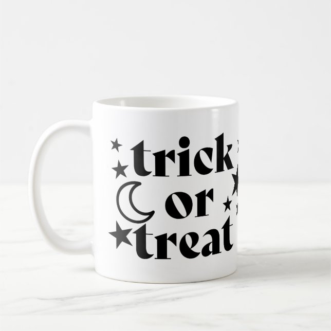 Trick or Treat Halloween Stars & Crescent Moon Coffee Mug (Left)