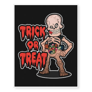 Trick or Treat Halloween Stuff Skeleton Stomach Temporary Tattoos