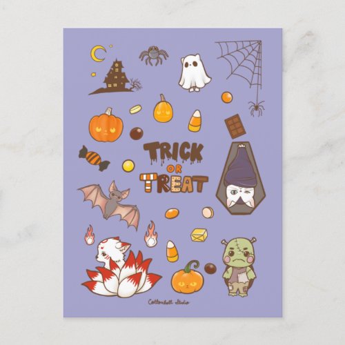 Trick or Treat Halloween Theme postcard