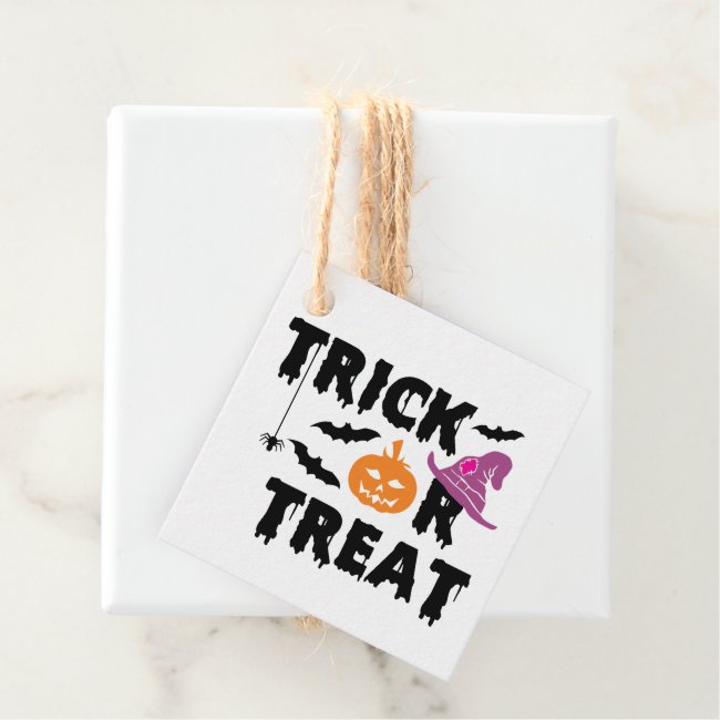 Trick or Treat Halloween Typography Personalized Favor Tags