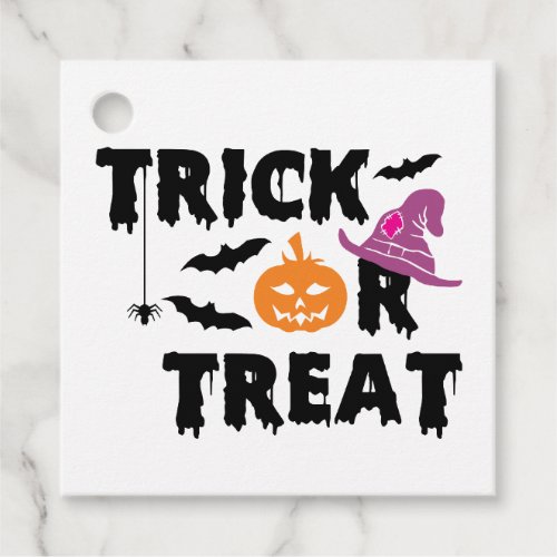 Trick or Treat Halloween Typography Pumpkin Witch Favor Tags