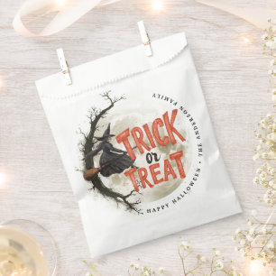 Trick or Treat Halloween Vintage Witch Custom Name Favor Bag