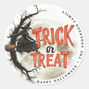Trick or Treat Halloween Vintage Witch Sticker