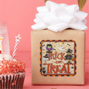 Trick or Treat Halloween Which Monster Inspirivity Square Sticker