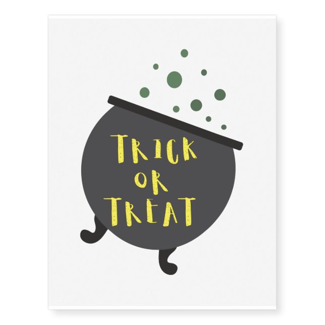 Trick or Treat Halloween Witch Caldron Temporary Tattoos (Front)
