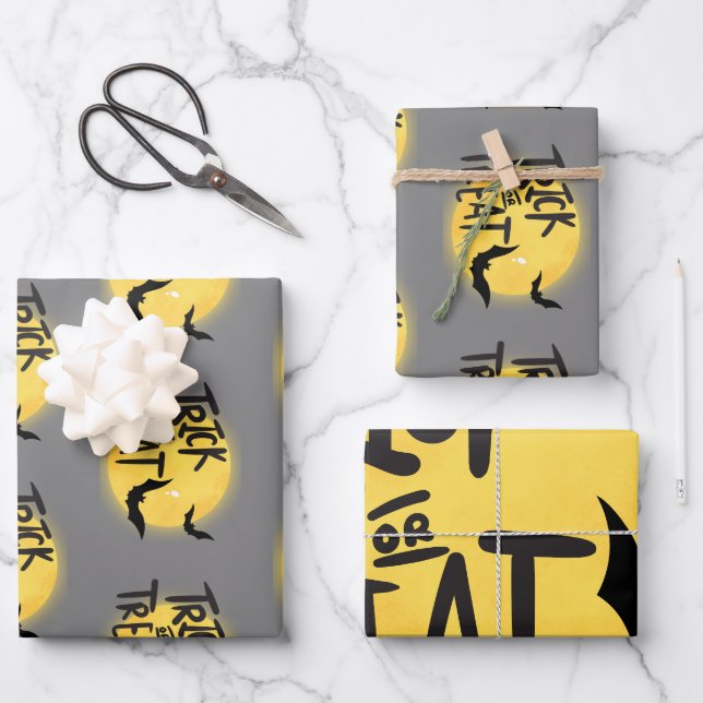 Trick or treat halloween wrapping paper sheets (Front)