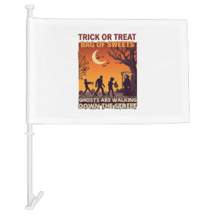 Trick Or Treat Halloween Zombies Grim Reaper Pumpk Car Flag