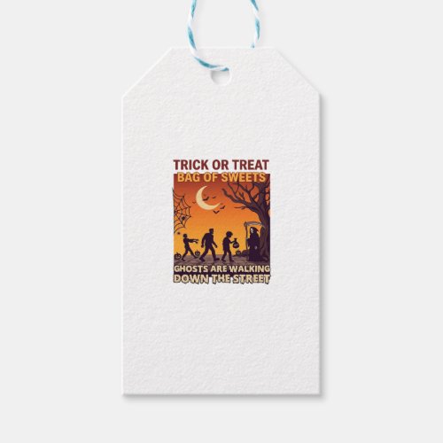 Trick Or Treat Halloween Zombies Grim Reaper Pumpk Gift Tags