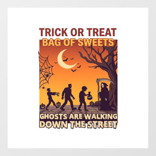 Trick Or Treat Halloween Zombies Grim Reaper Pumpk Window Cling