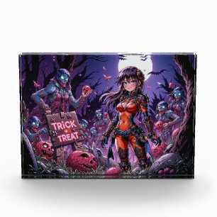 Trick or Treat Halloween Zombies Handing out Brain Acrylic Award
