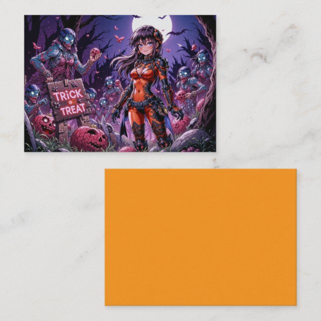 Trick or Treat Halloween Zombies Handing out Brain Business Card (Front/Back)